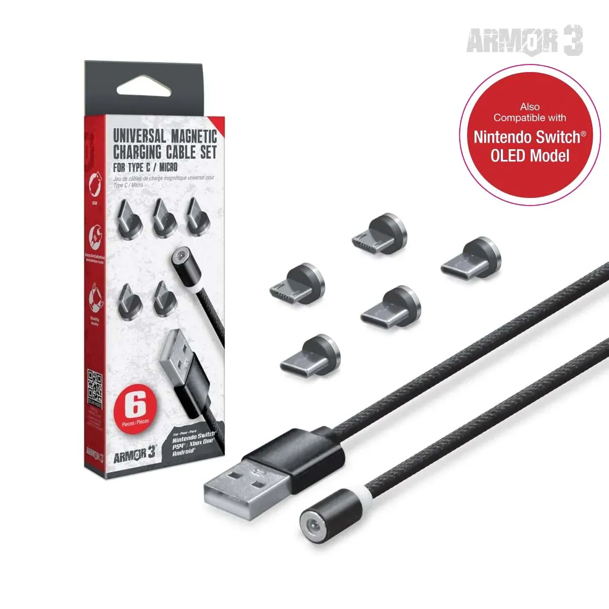 Hyperkin Universal Magnetic oplaadkabel 6 stuks magnetisch