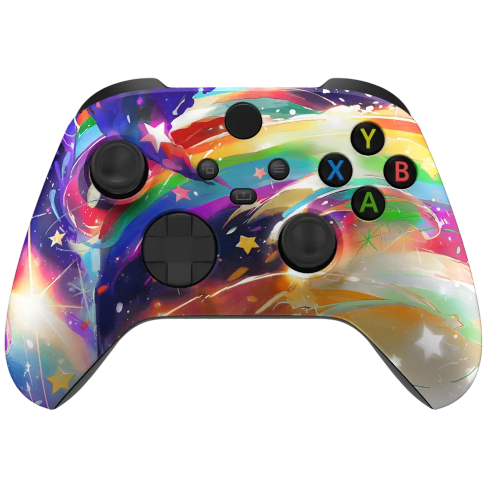 Clever Gaming Rainbow Star Xbox controller rainbow design