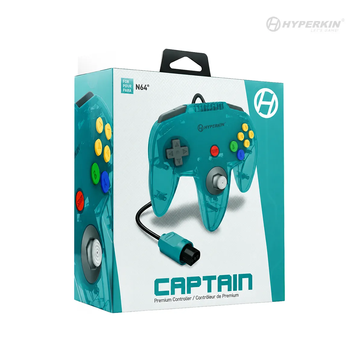 Hyperkin Captain N64 bedrade controller turquoise retro