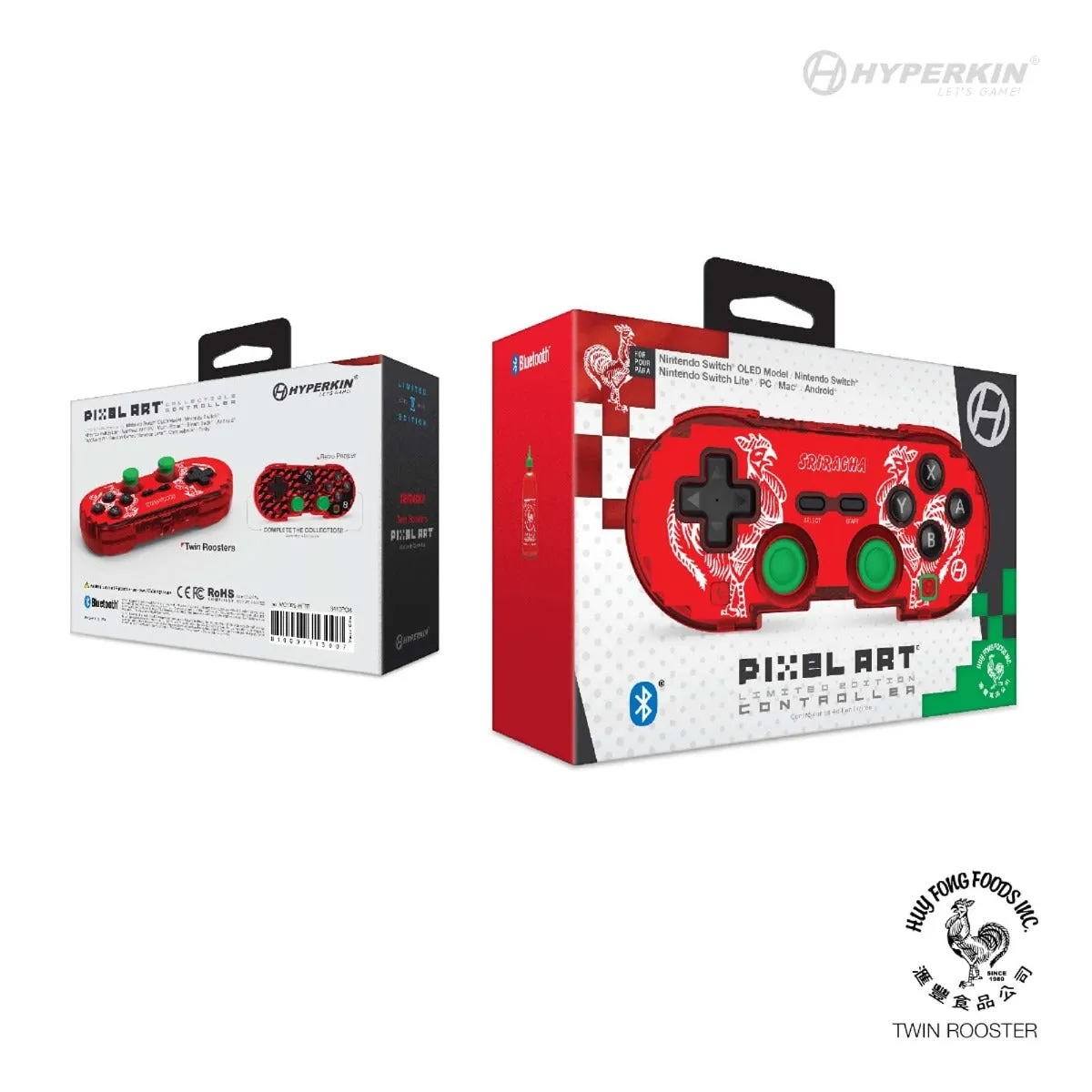 Hyperkin Pixel Art Sriracha controller rood bluetooth limited