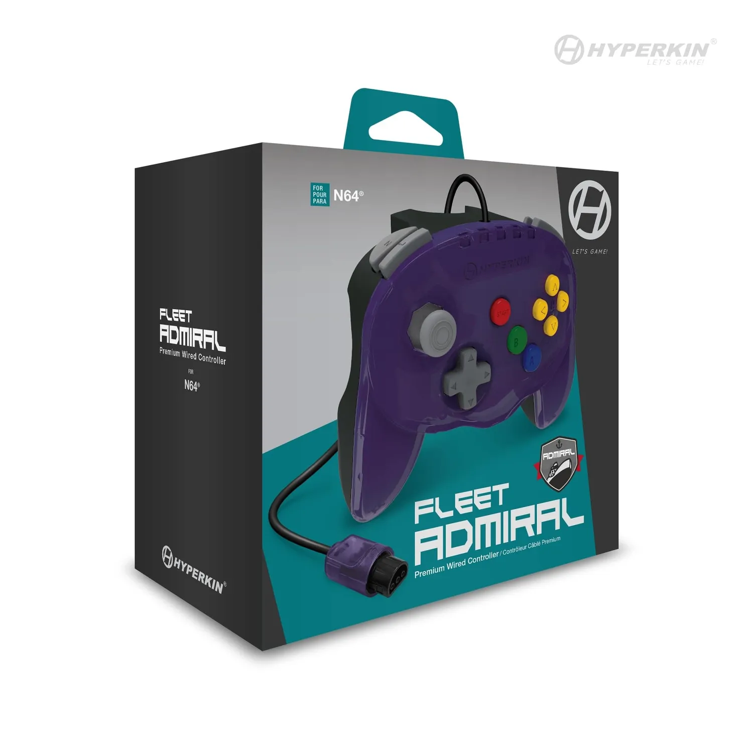 Hyperkin Fleet Admiral N64 Controller Violet Fleet bedraad