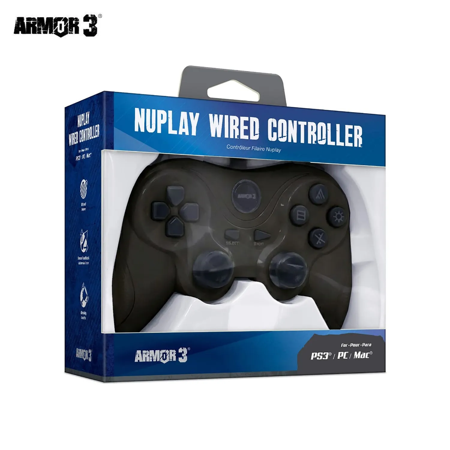 Hyperkin NuPlay Wired Controller zwart PS3 bedraad trilling