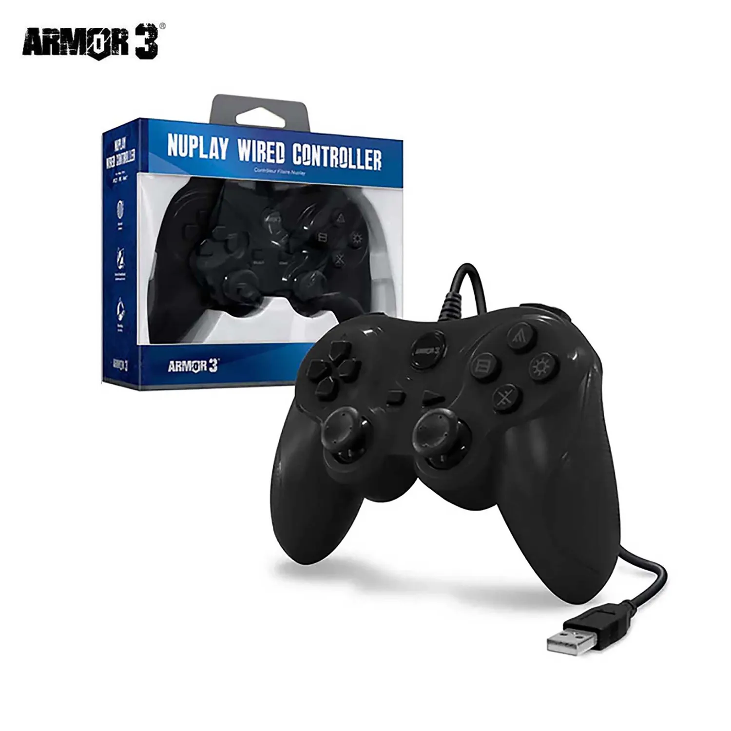 Hyperkin NuPlay Wired Controller zwart PS3 bedraad trilling