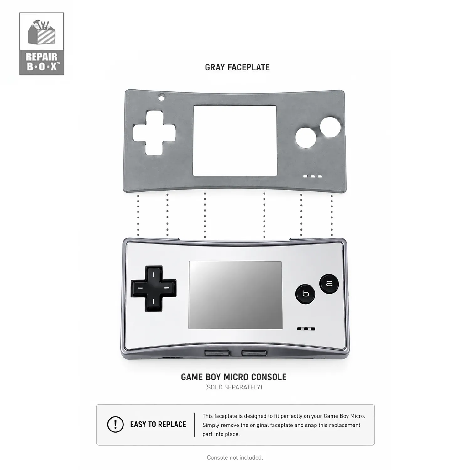 Hyperkin Game Boy Micro faceplate zilver reparatie