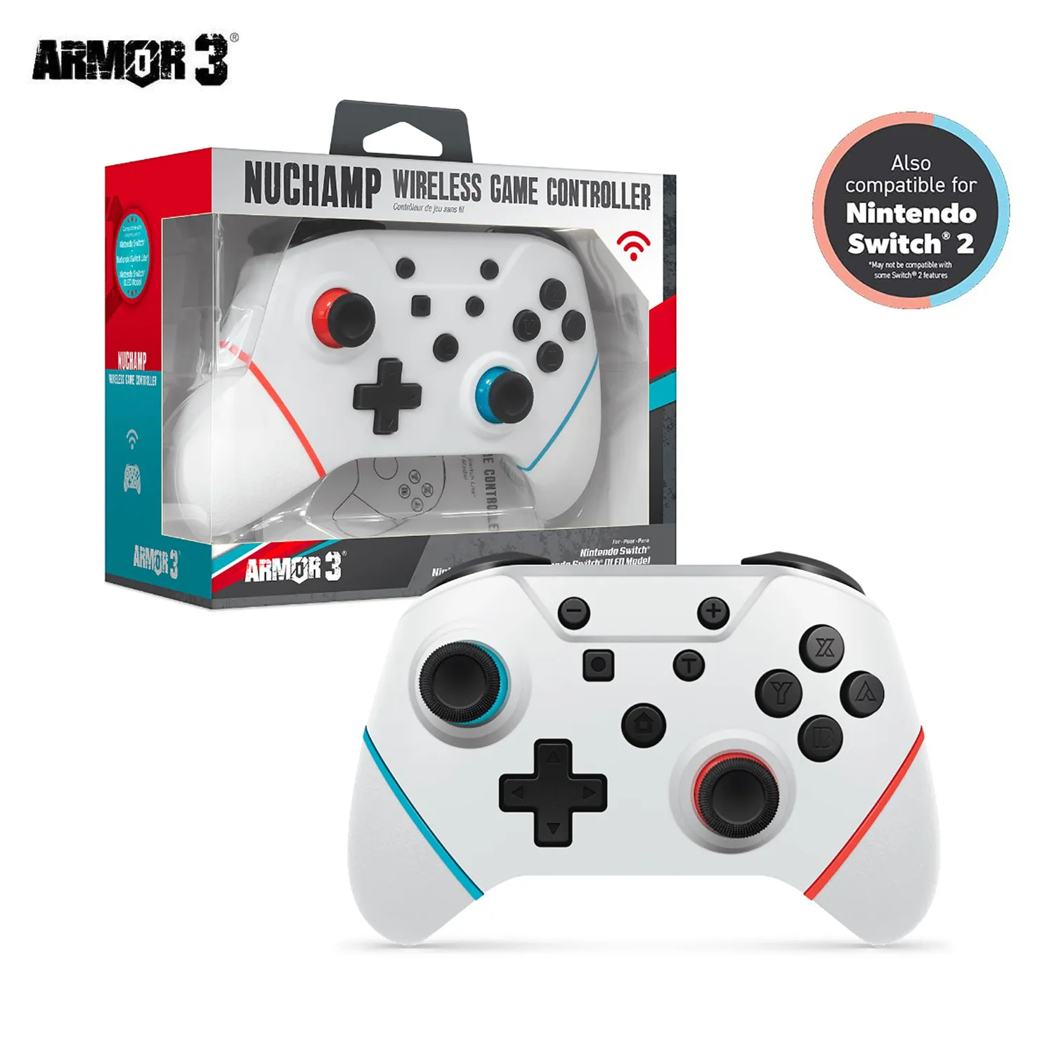 Hyperkin NuChamp draadloze controller wit voor Switch