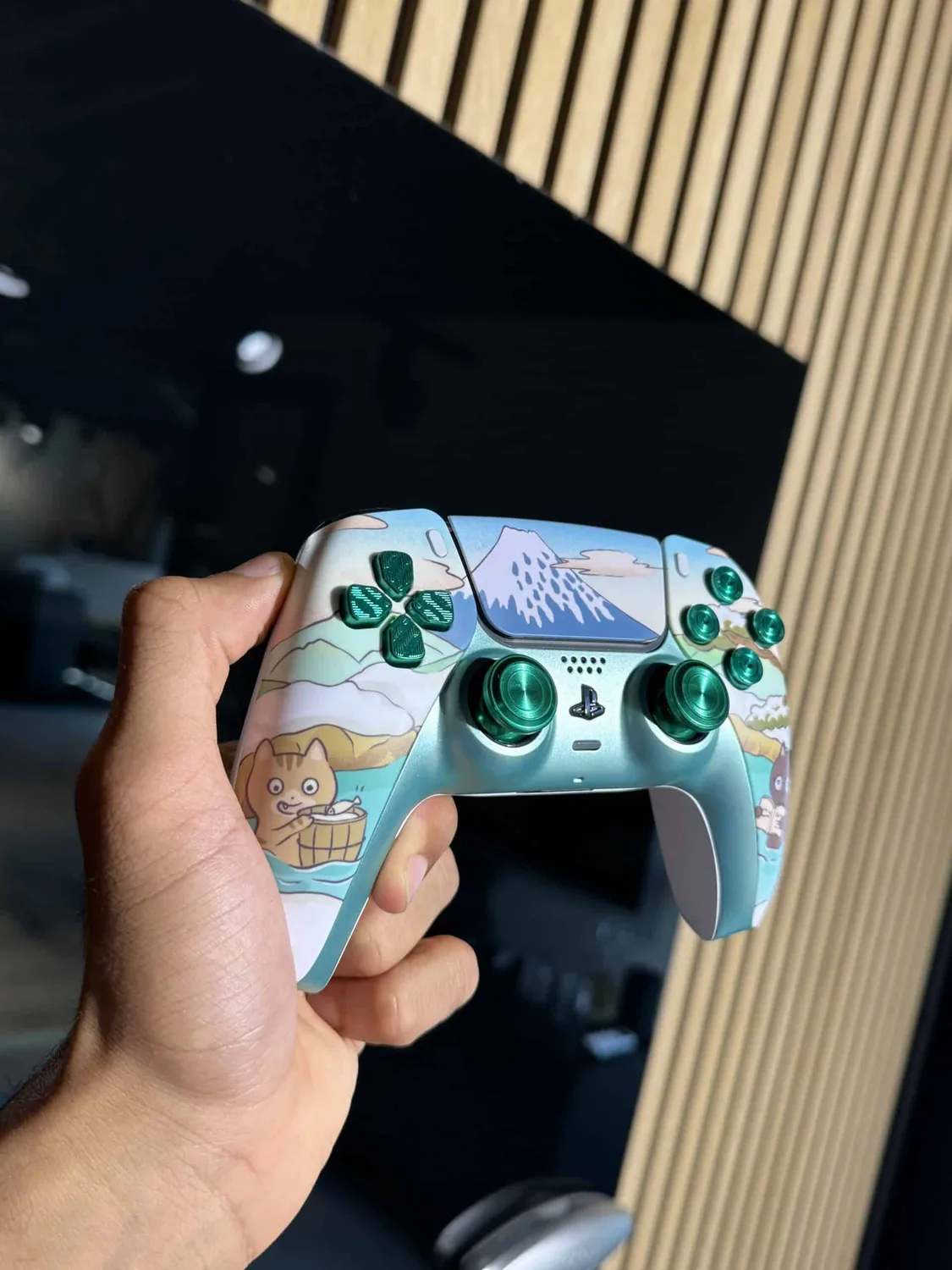 Clever Gaming Green Cat World PS5 controller groen