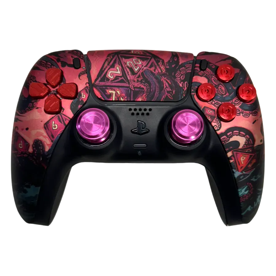 Clever Gaming Custom Kraken Dice PS5 controller rood roze