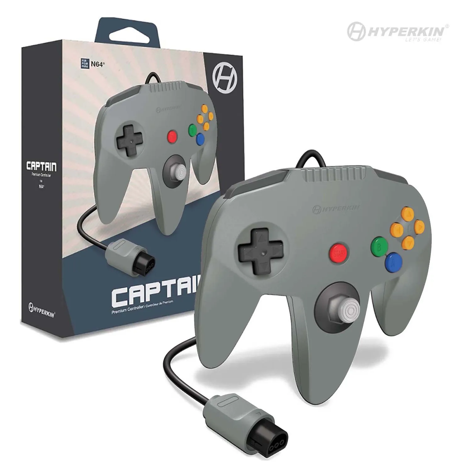 Hyperkin Captain controller N64 grijs met 3m kabel