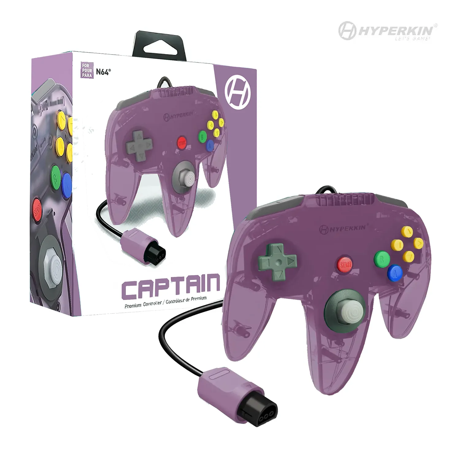 Hyperkin Captain Premium controller N64 paars bedraad