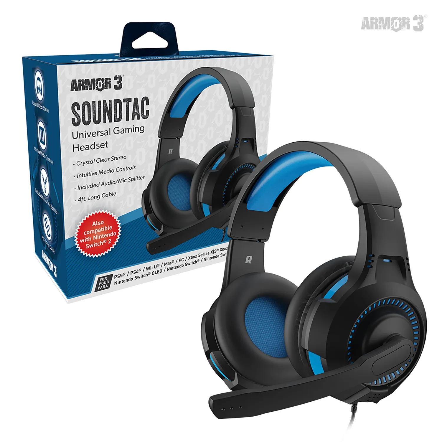 Hyperkin SoundTac gaming headset blauw universeel