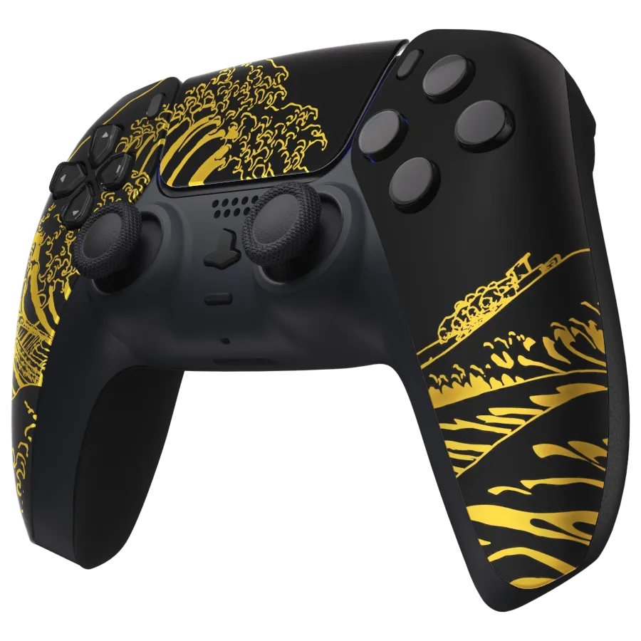 Clever Golden Kanagawa Wave PS5 controller goud