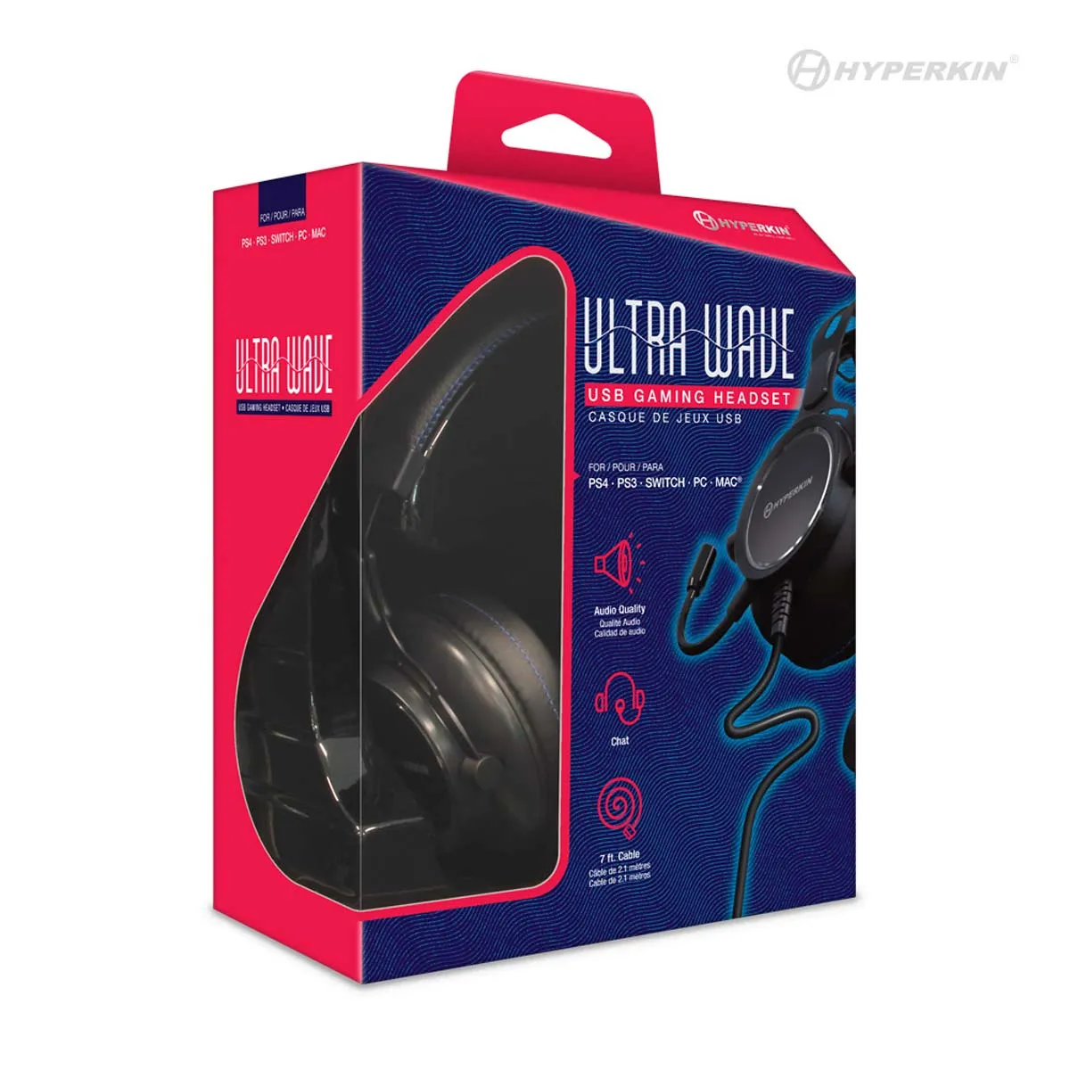 Hyperkin UltraWave USB gaming headset blauw verlicht