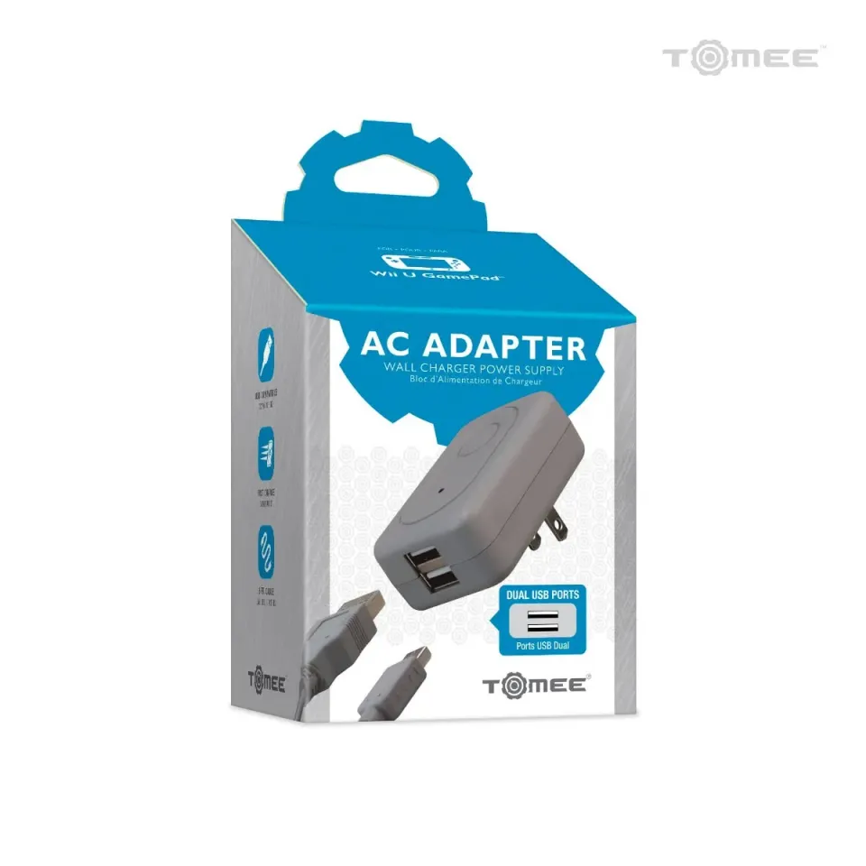 Hyperkin Wii U AC adapter USB oplader dual poort compact
