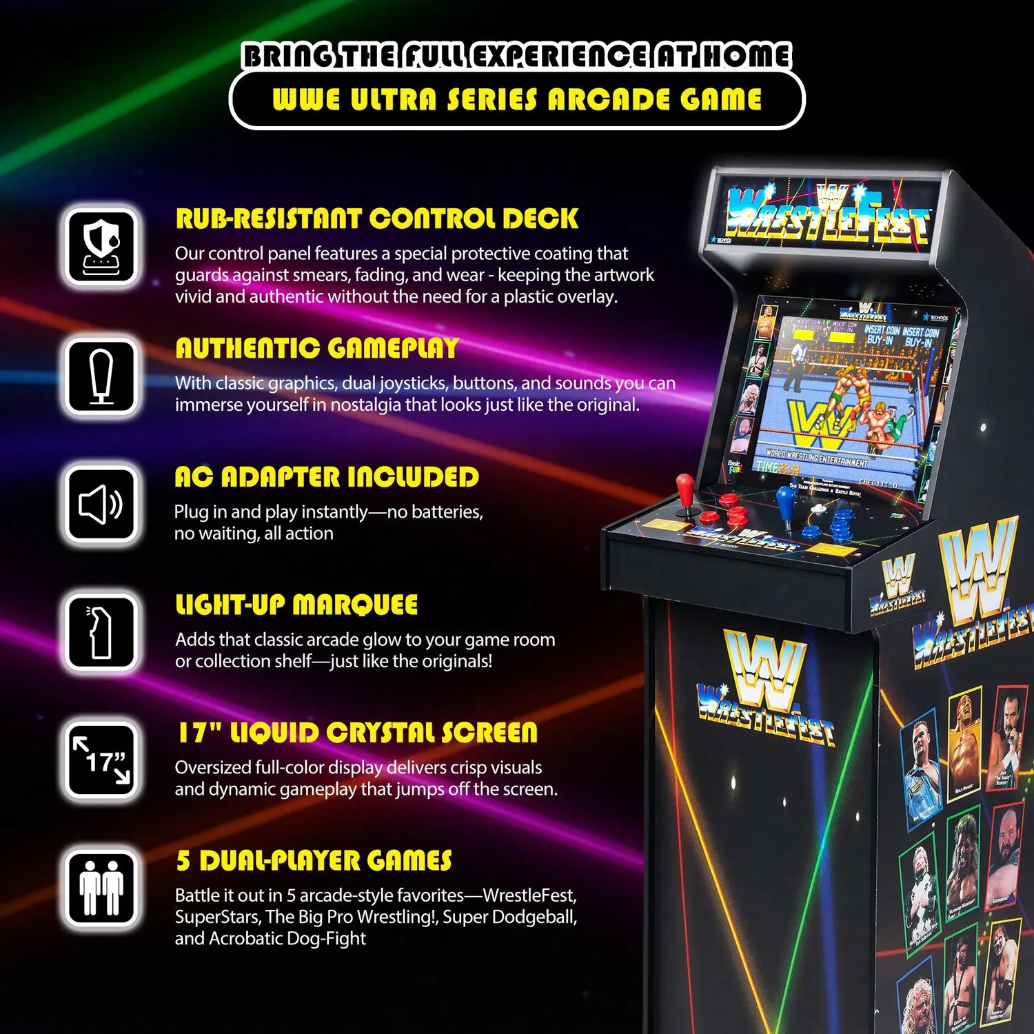 Arcade1Up Ultra Series WWE Wrestlefest arcadeautomaat 17 inch