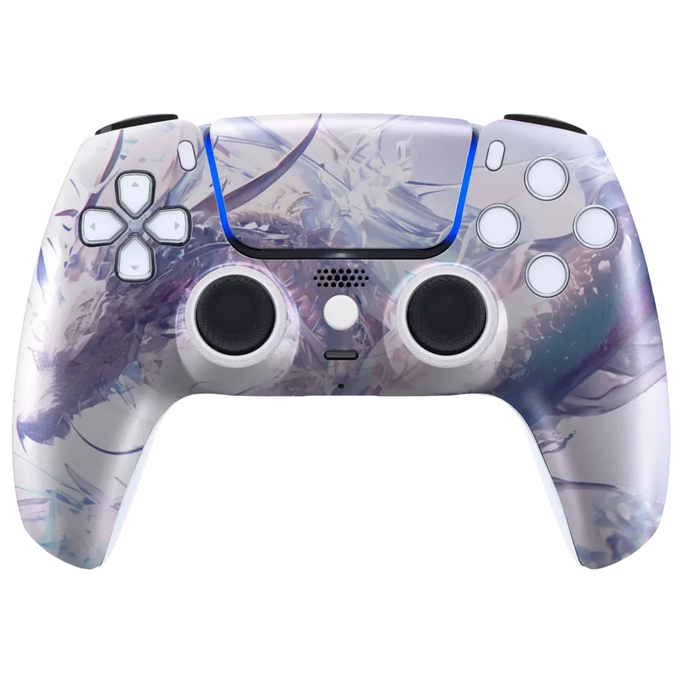 Clever Gaming Arctic Dragon PS5 controller ijsdraak design