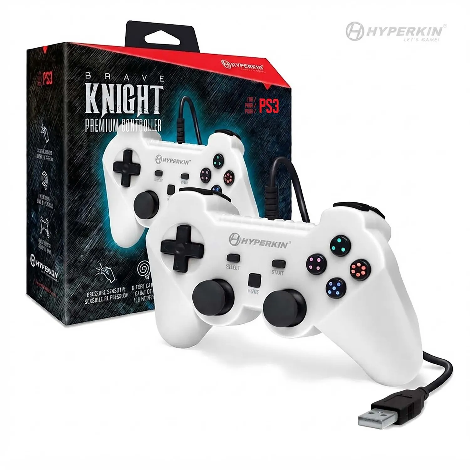 Hyperkin Brave Knight controller wit bedraad PS3 6-assig
