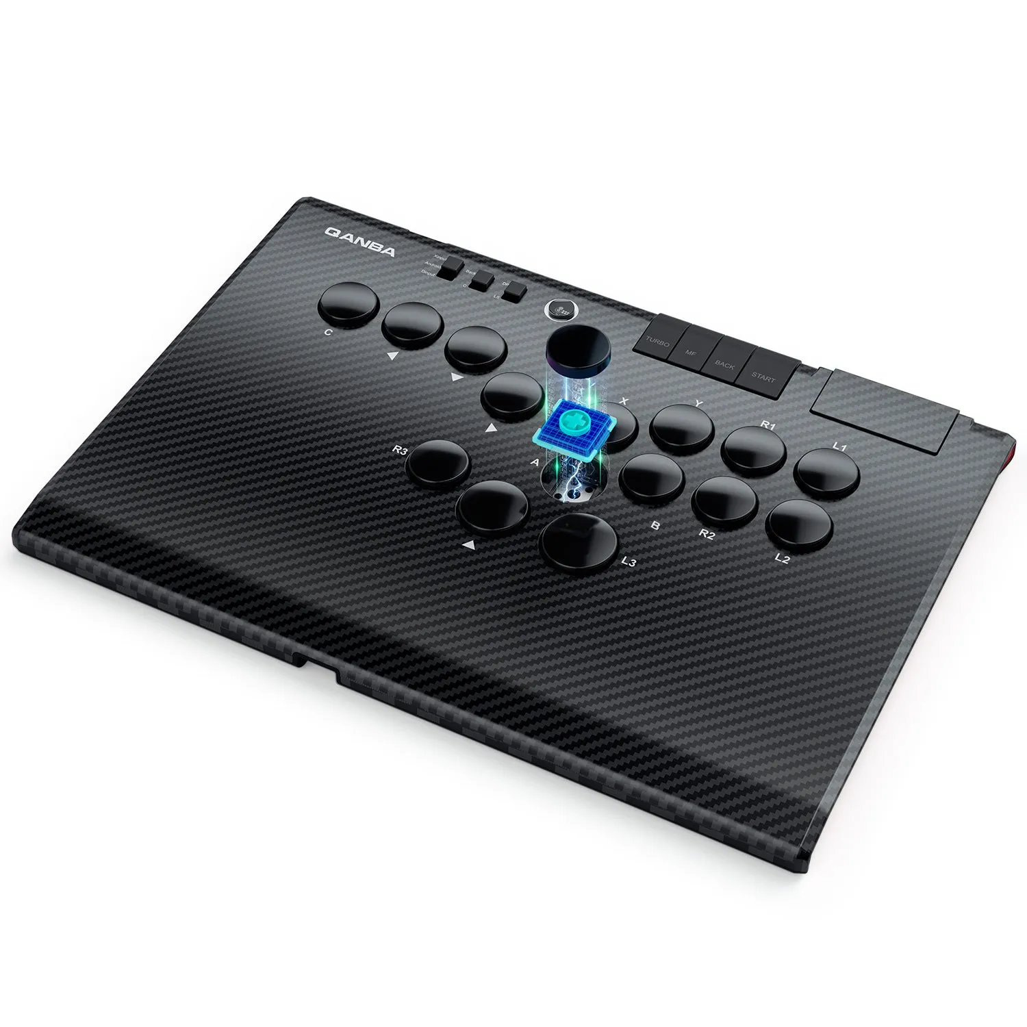 Qanba Ruby leverless controller Carbon Fiber Black 15 knops