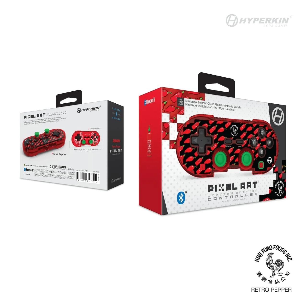 Hyperkin Pixel Art Retro Pepper controller bluetooth Sriracha
