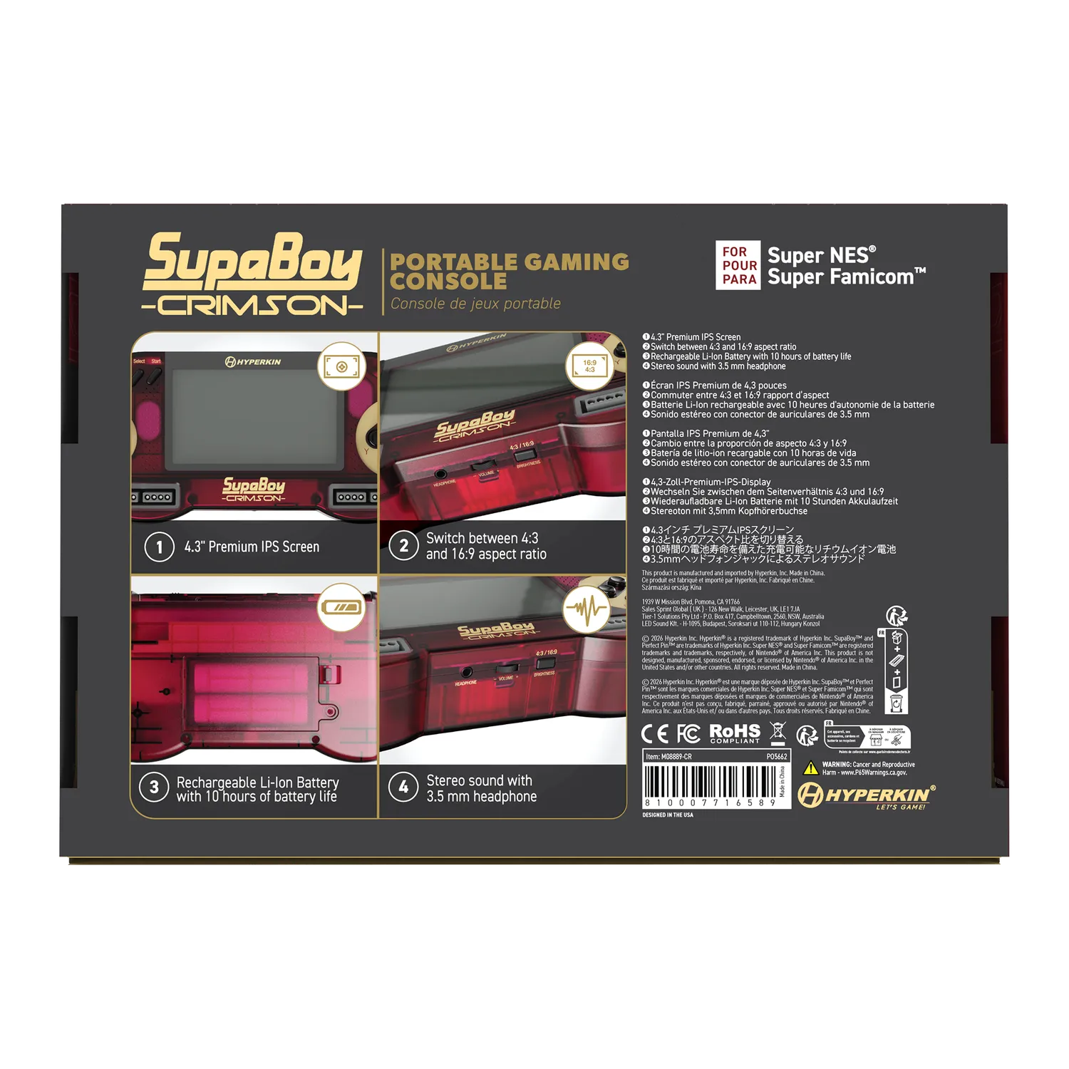 Hyperkin SupaBoy Portable handheld console Crimson voor SNES