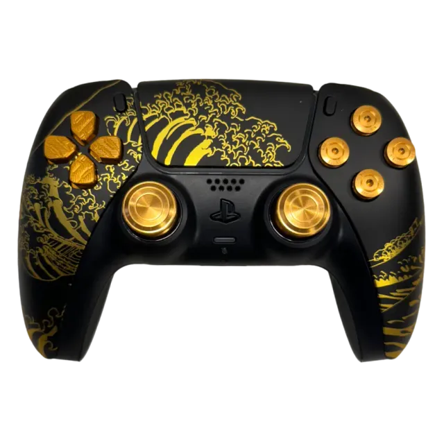 Clever Gaming Golden Kanagawa Wave PS5 controller goud