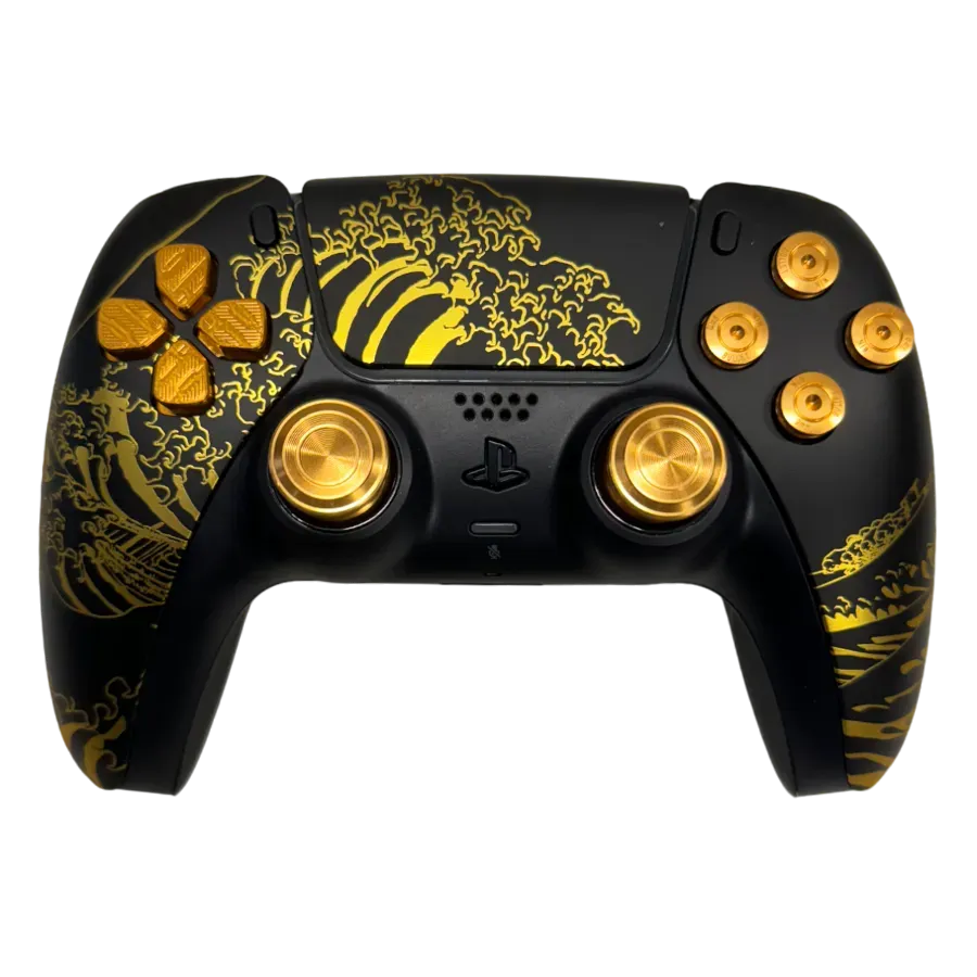 Clever Gaming Golden Kanagawa Wave PS5 controller goud