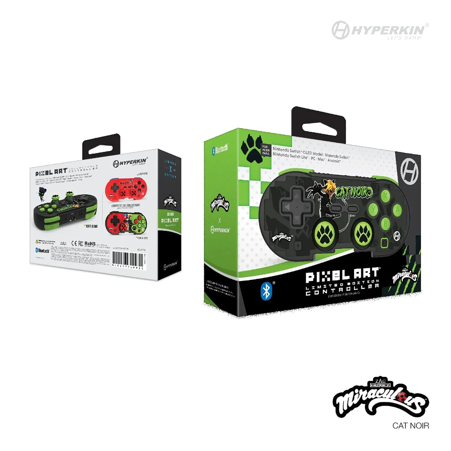 Hyperkin Pixel Art Miraculous Cat Noir controller bluetooth