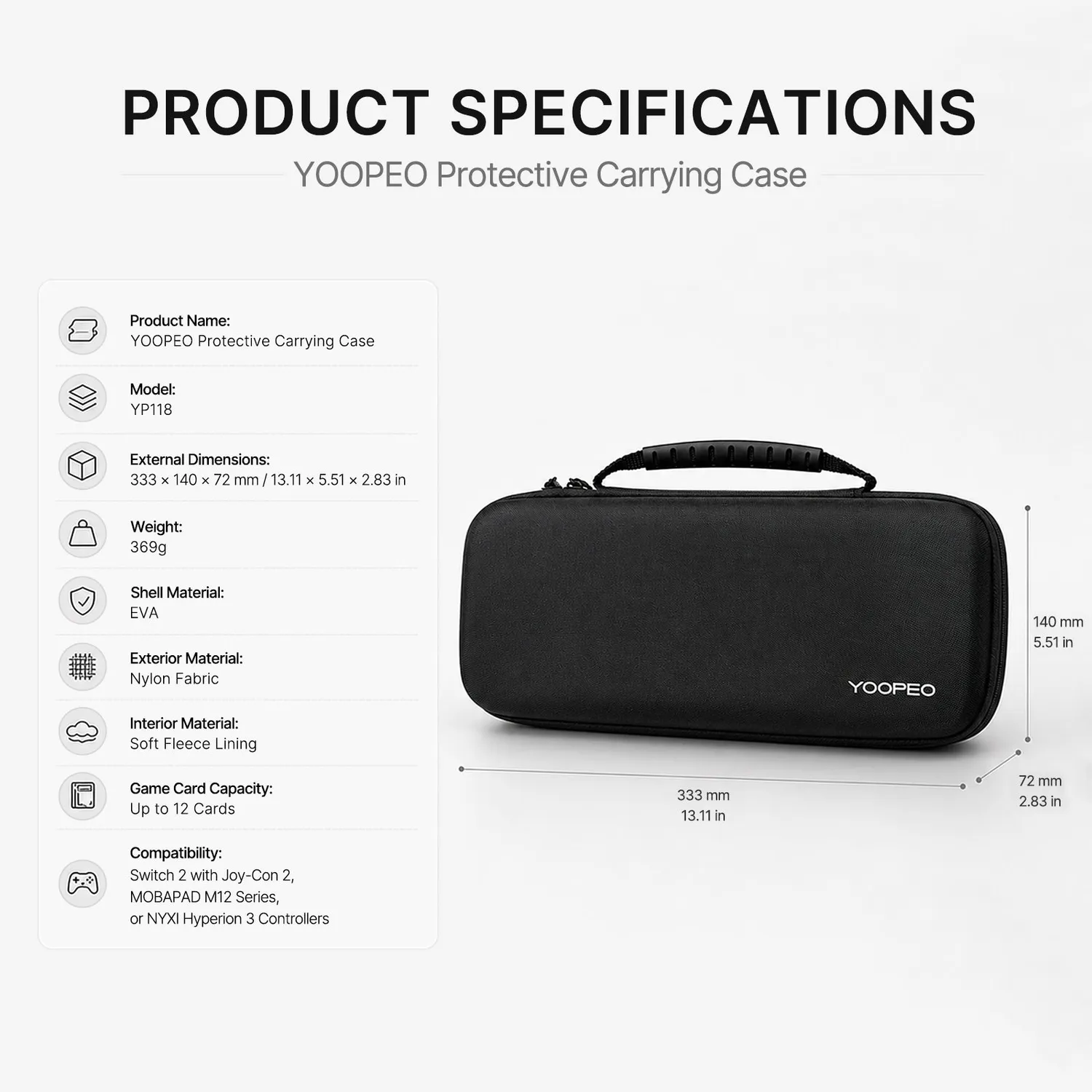 YOOPEO YP118 draagtas Switch 2 met Joy-Con 2 vak