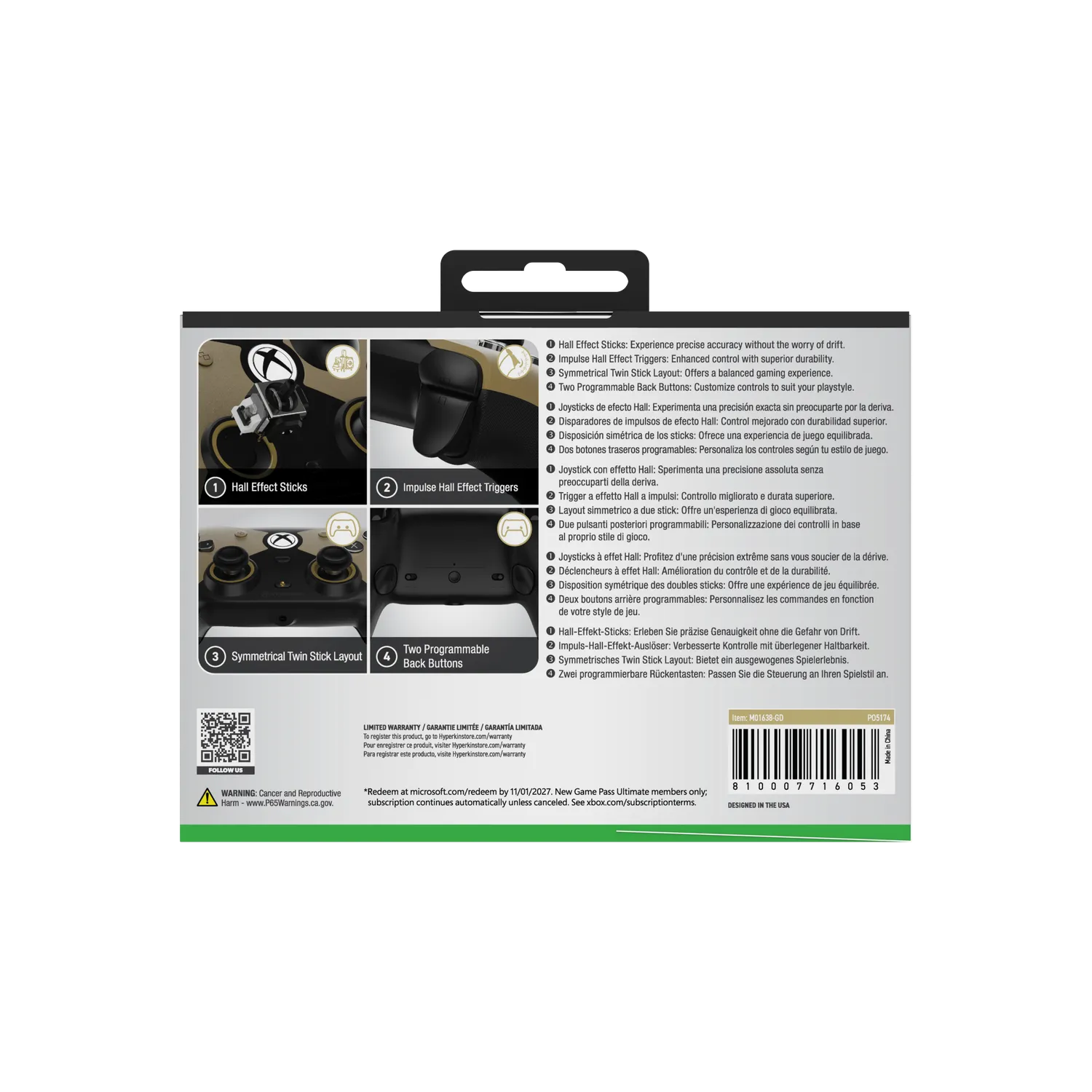 Hyperkin The Competitor Xbox controller bedraad goud