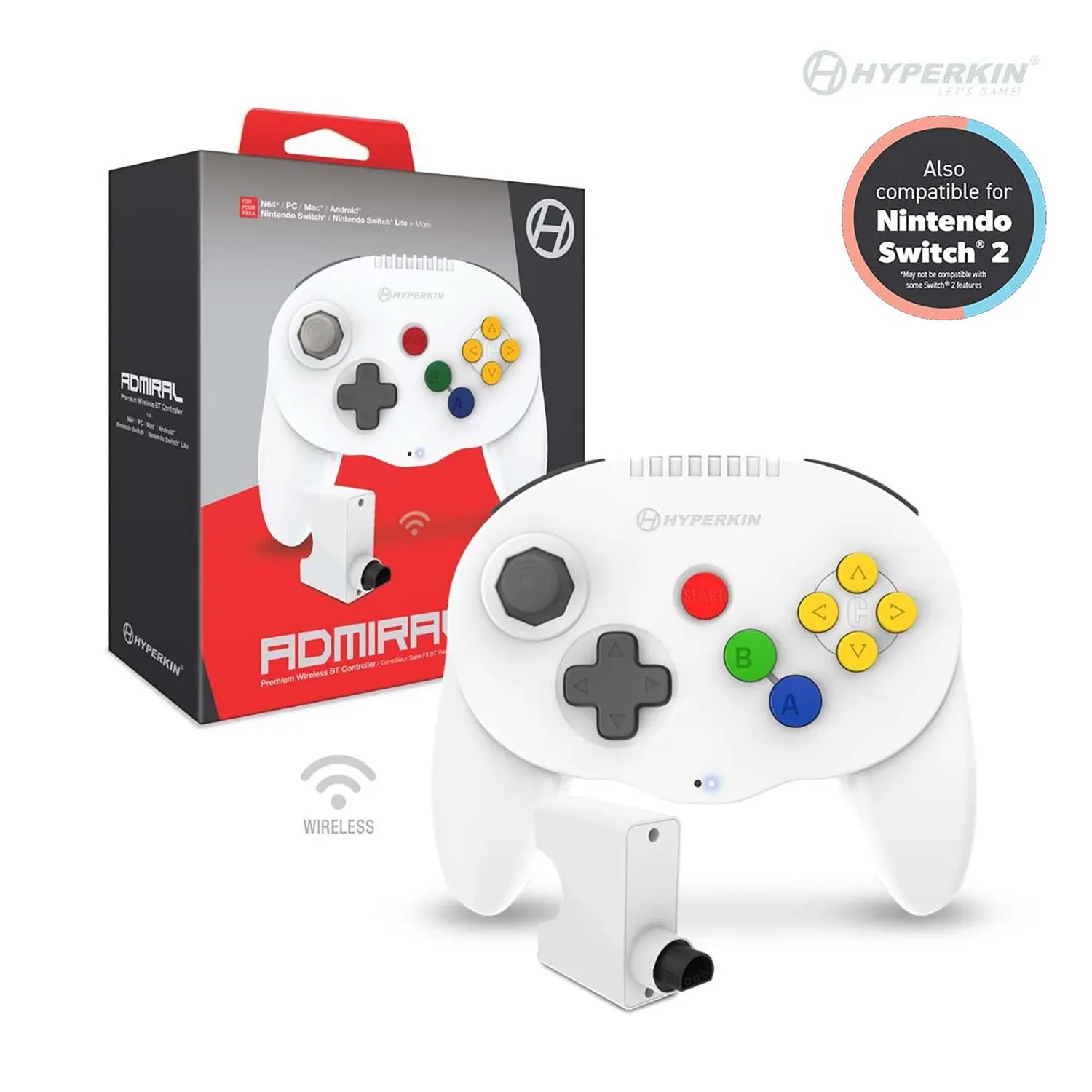 Hyperkin Admiral Premium BT controller wit N64 draadloos