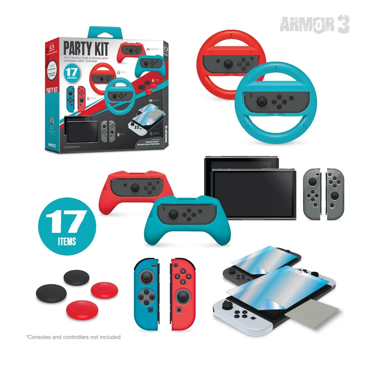 Hyperkin Party Kit Switch accessoireset rood blauw