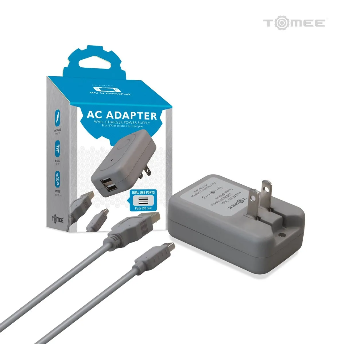 Hyperkin Wii U AC adapter USB oplader dual poort compact