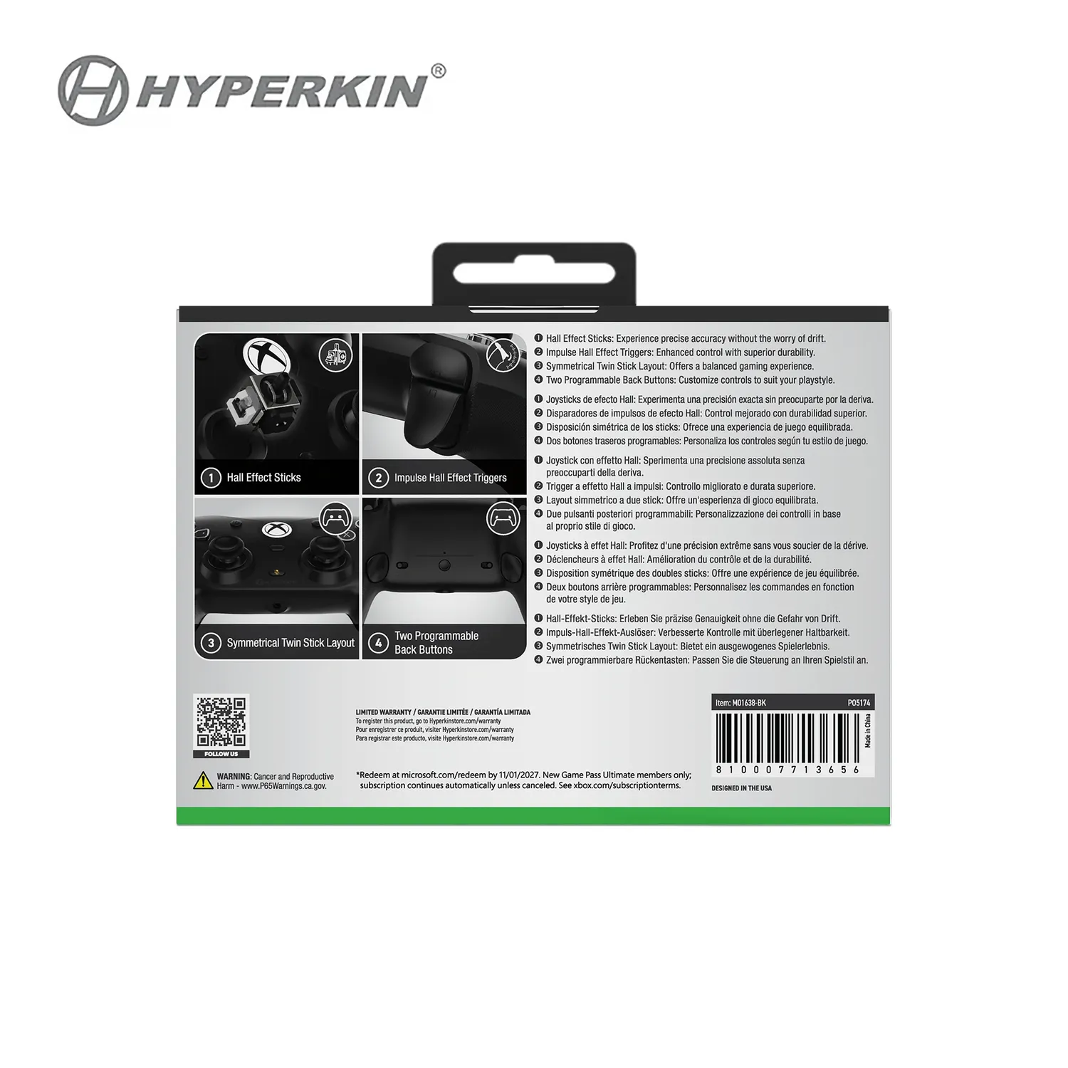 Hyperkin The Competitor bedrade controller zwart Xbox PC