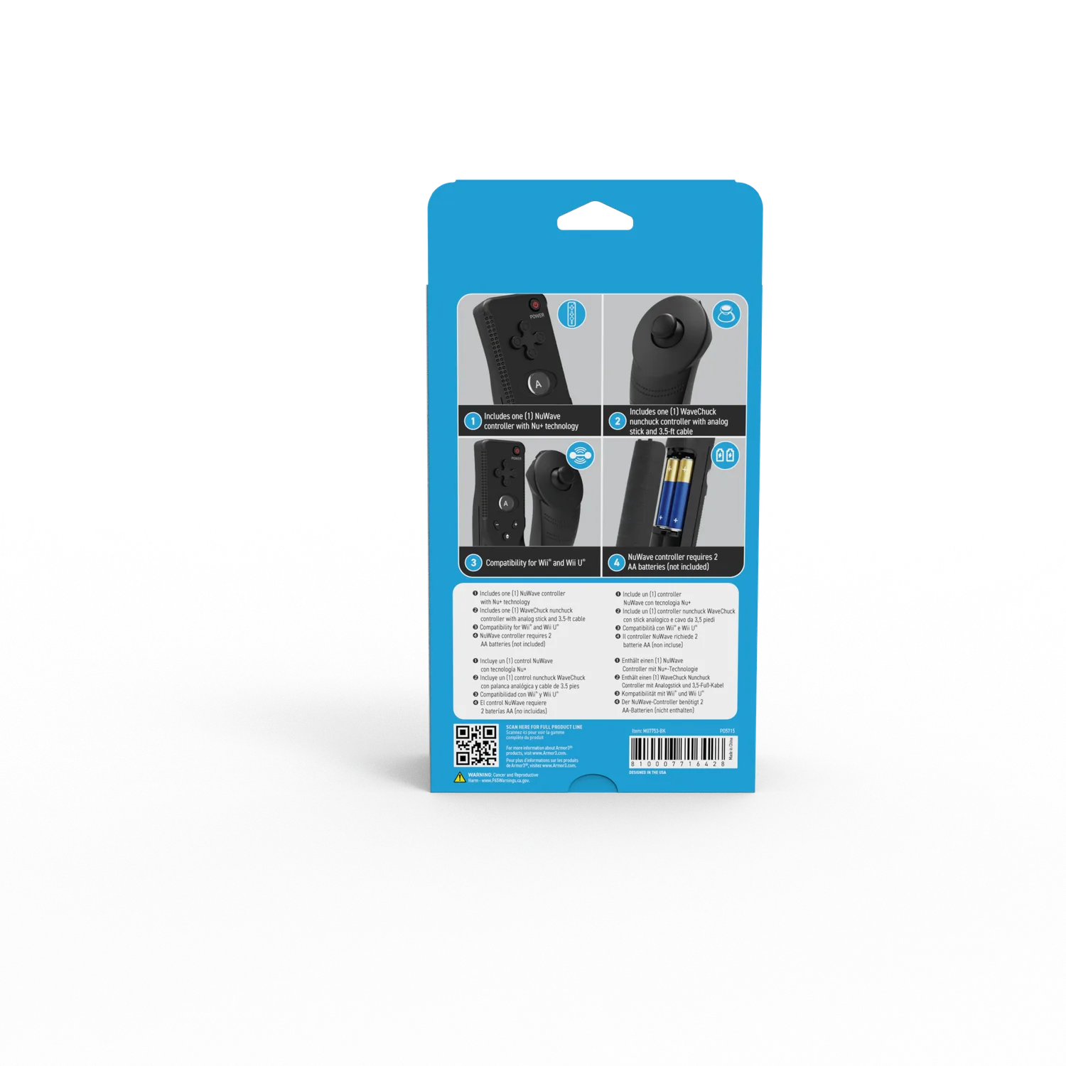 Hyperkin Armor3 NuWave Deluxe Wii remote zwart + nunchuk