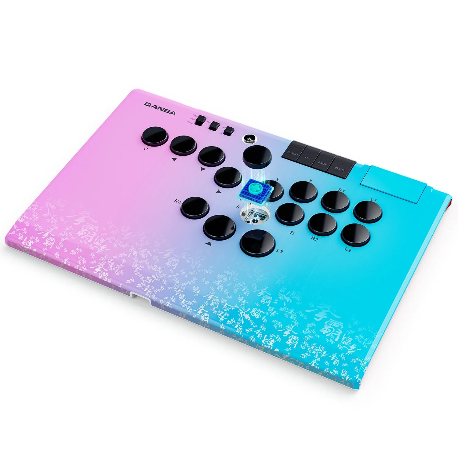 Qanba Ruby leverless controller Carbon Fiber Black 15 knops