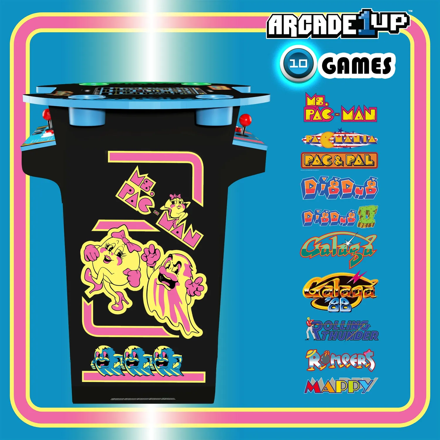 Arcade1Up Ms. PAC-MAN Pub Table arcadekast 10 games