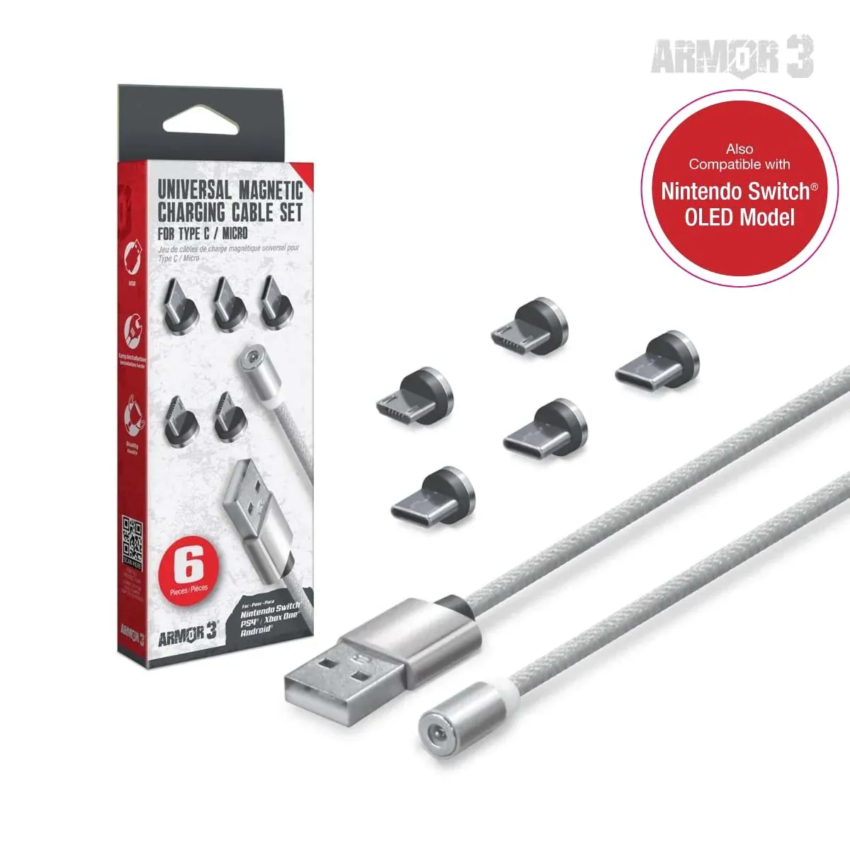 Hyperkin Magnetic Charging Cable oplaadkabel 6 stuks magnetisch