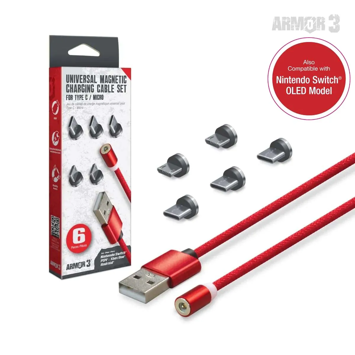 Hyperkin magnetische oplaadkabelset 6-delig universeel