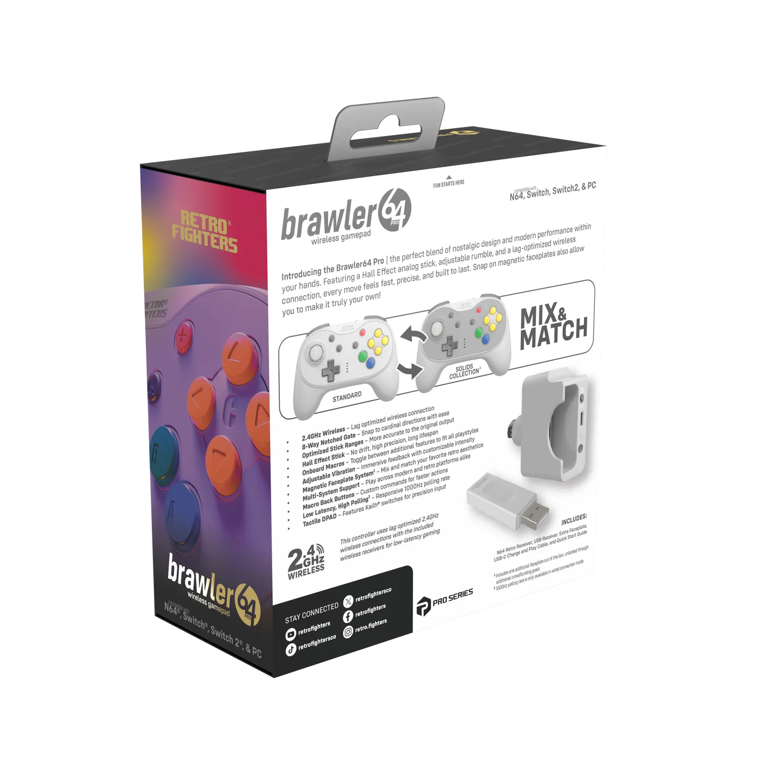 Hyperkin Brawler64 Pro draadloze controller grijs hall effect