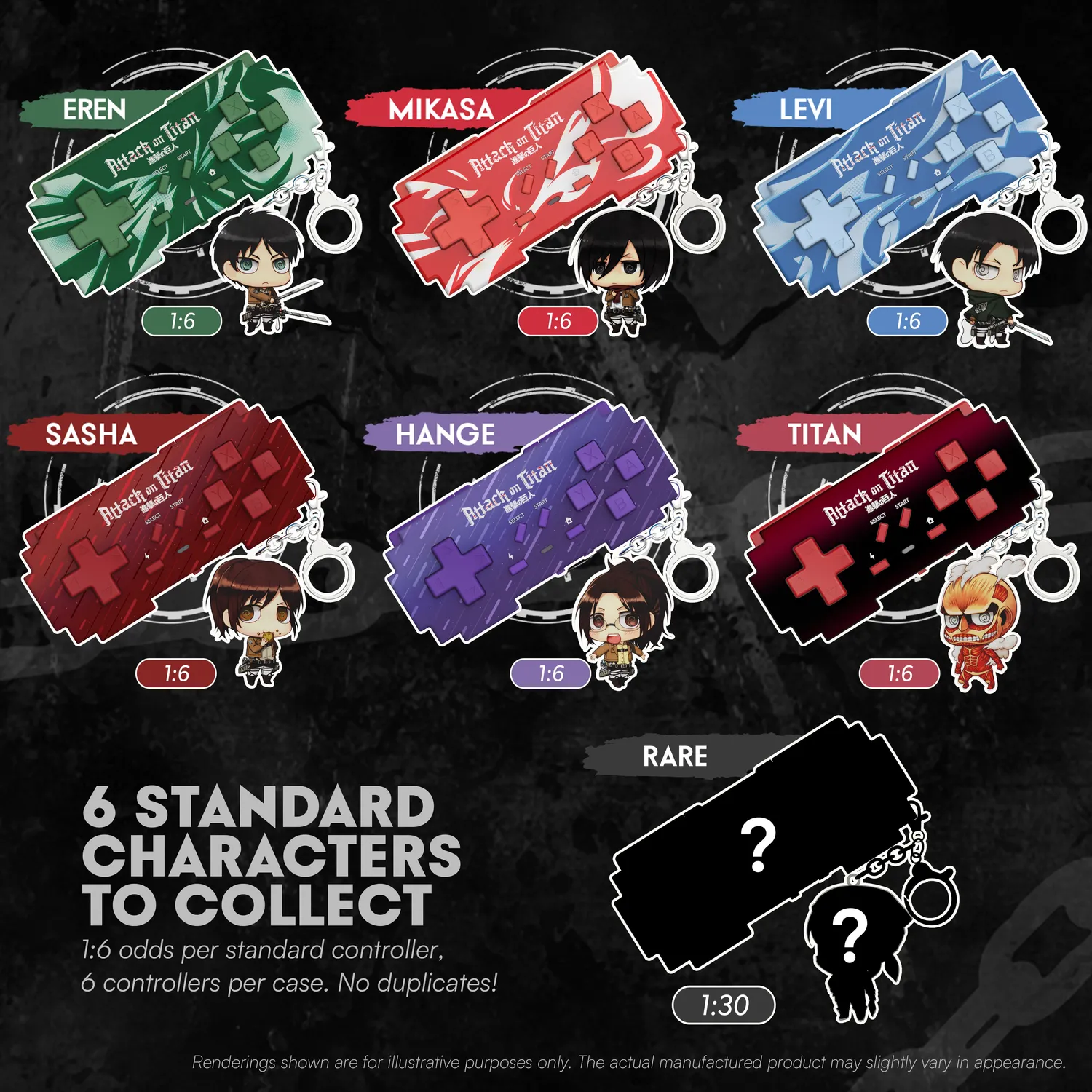 Pixelbyte Blindbox Attack on Titan controller 6-pack verrassing
