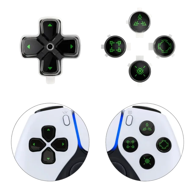 Clever Gaming actieknoppen + Dpad clear zwart groen