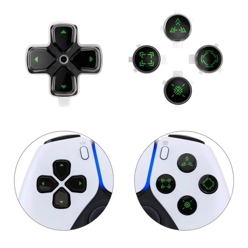 Clever Gaming actieknoppen + Dpad clear zwart groen