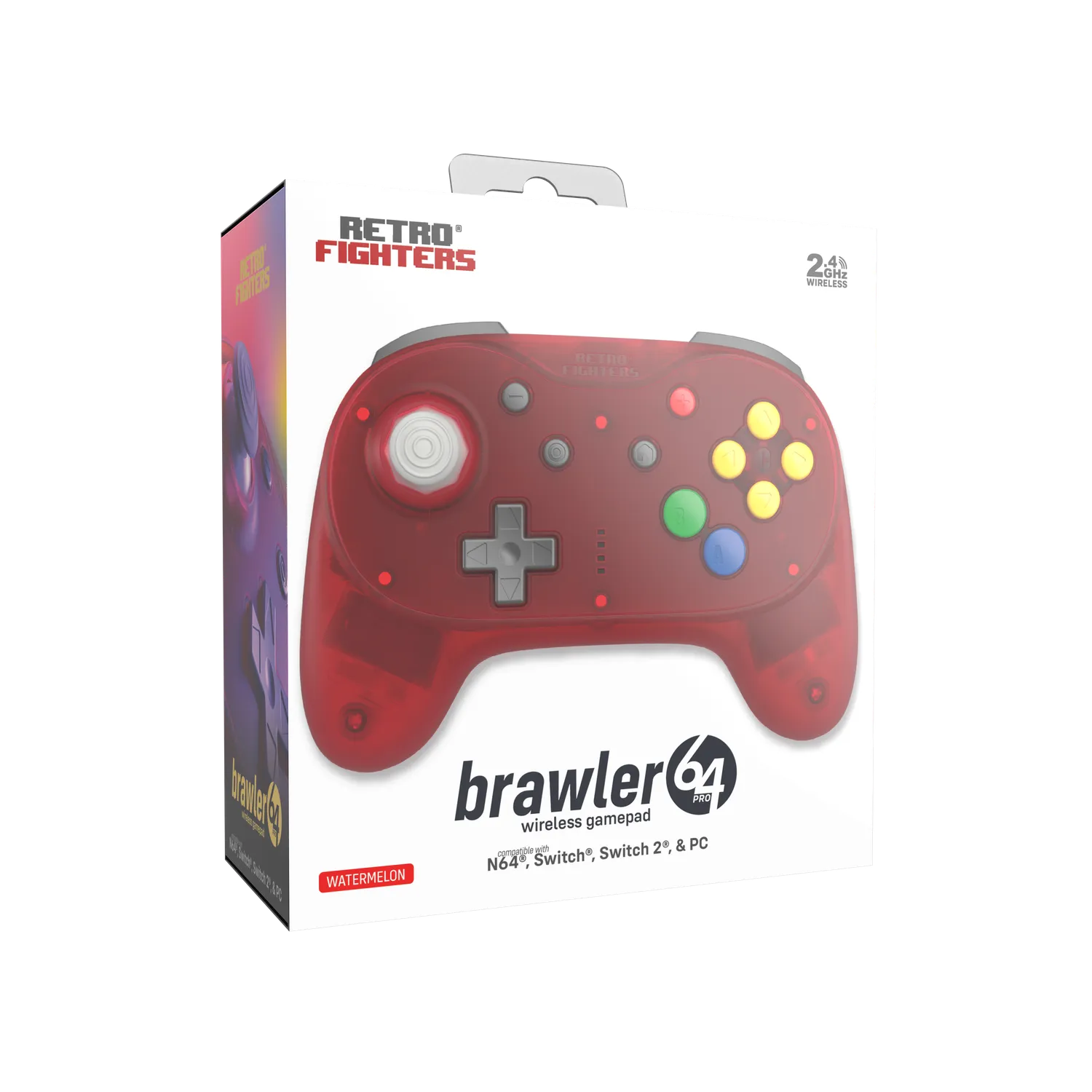 Hyperkin Brawler64 N64 Pro controller watermelon rood hall effect