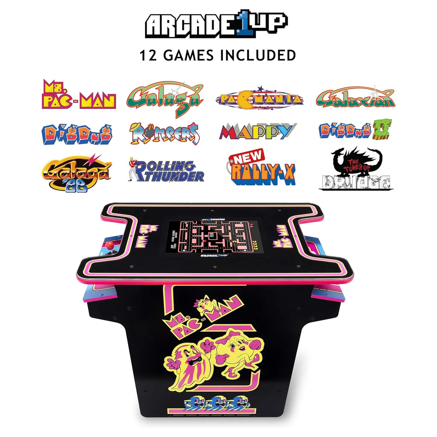 Arcade1Up Ms. Pac-Man cocktail arcadetafel 12 games