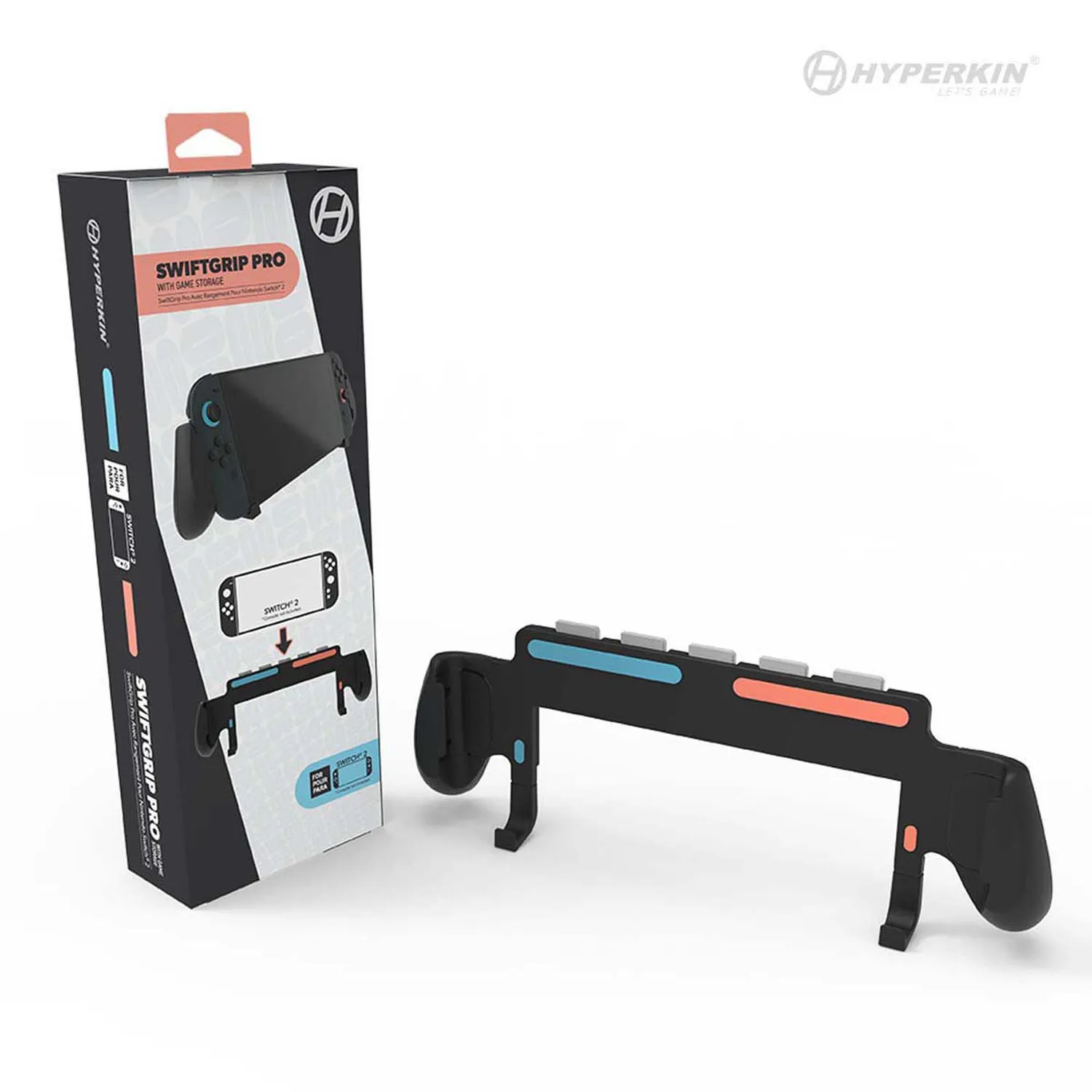 Hyperkin SwiftGrip Pro grip Switch 2 zwart met gamevak