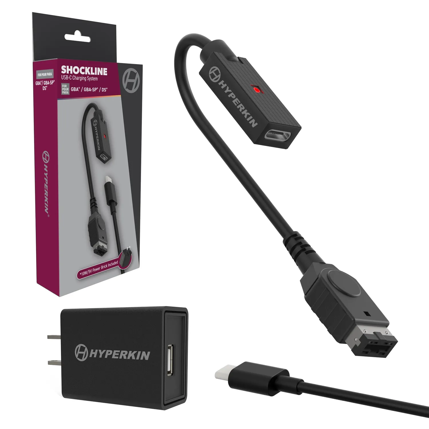 Hyperkin ShockLine Type-C USB oplader 10W/5V GBA SP DS