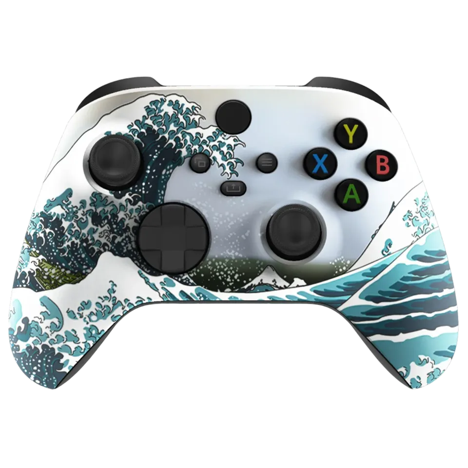 Clever Gaming Kanagawa Wave Xbox controller wave print