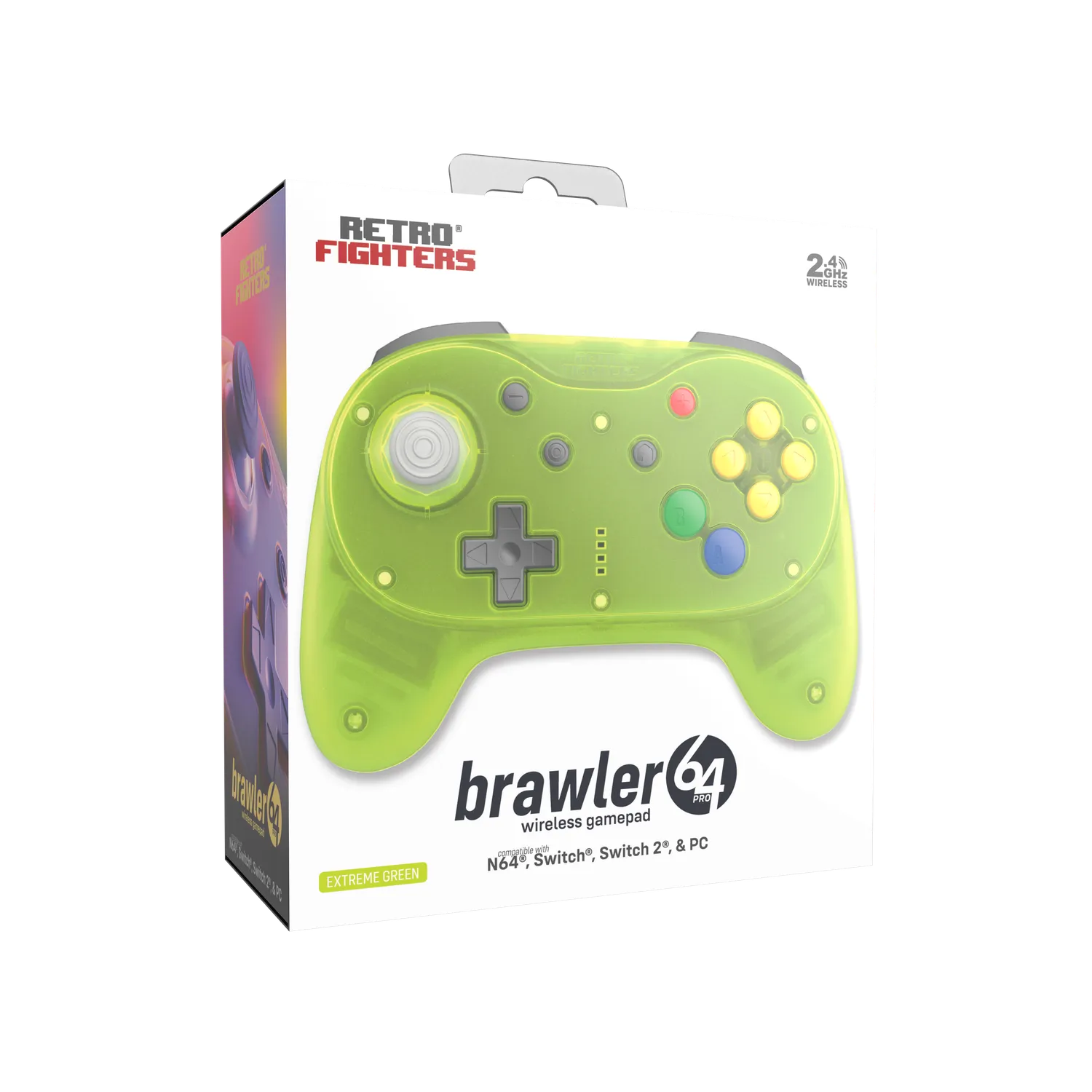 Hyperkin Brawler64 N64 Pro draadloze controller groen hall