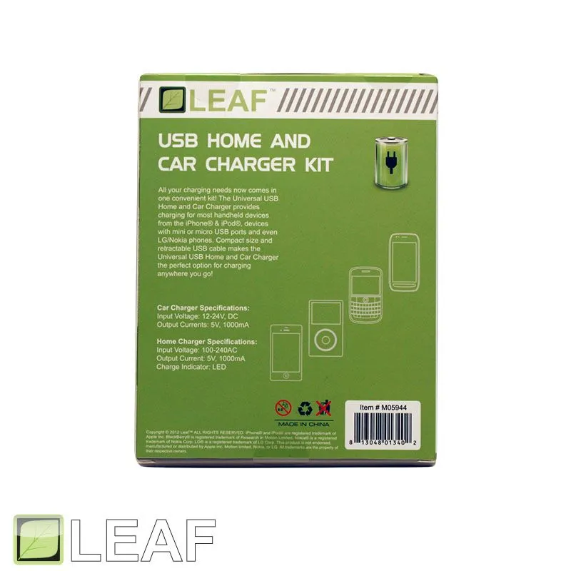 Hyperkin Leaf USB lader thuis en auto kit universeel
