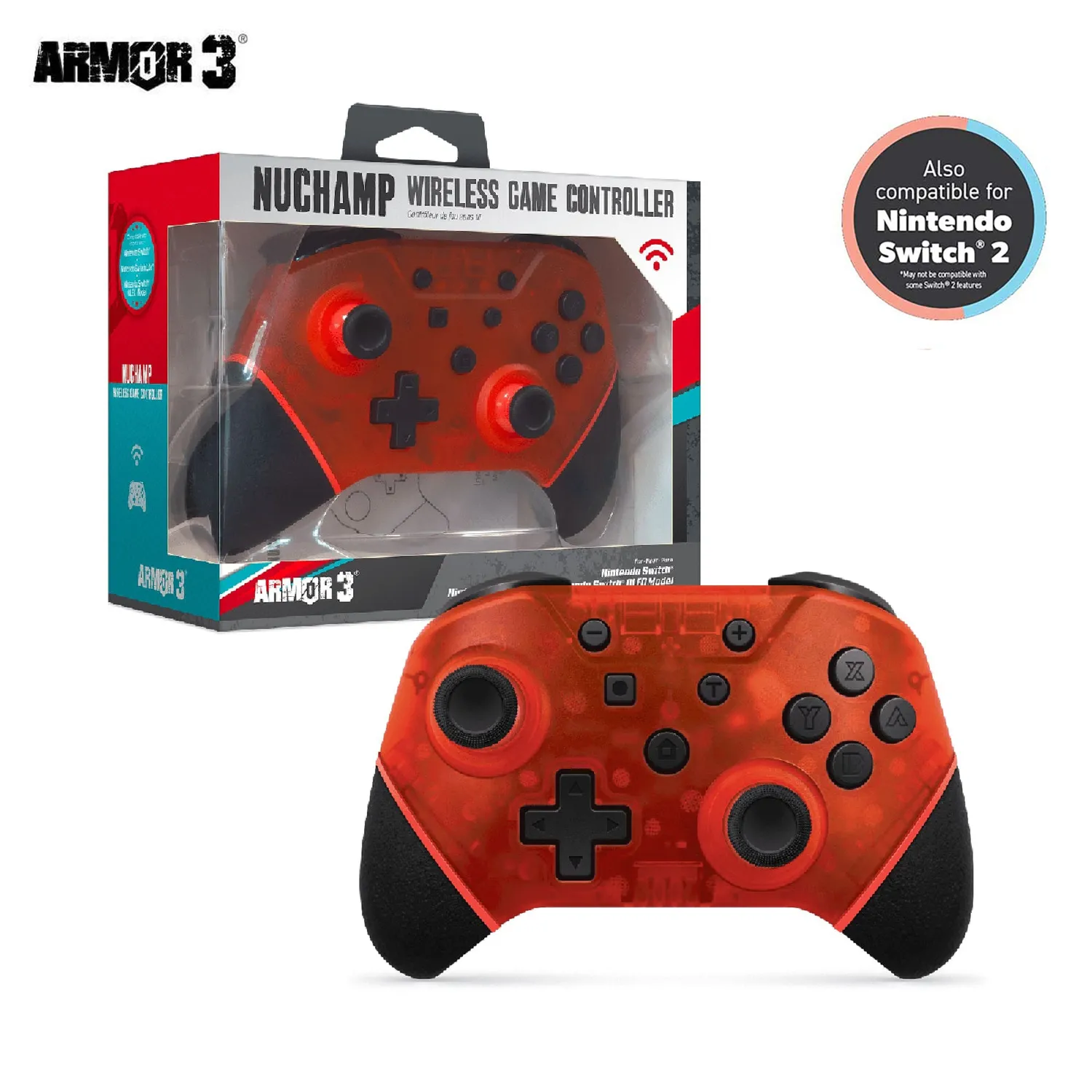 Hyperkin NuChamp draadloze controller Ruby Red Switch