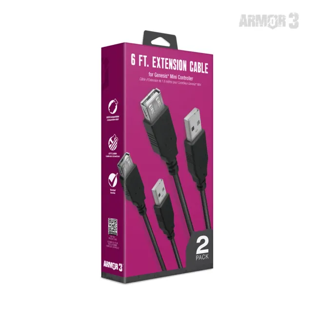 Hyperkin Armor3 Extension Cable Genesis Mini verlengkabel 2-pack